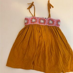 Girls CottonOn Mustard Yellow Crochet-Trim Tank Dress